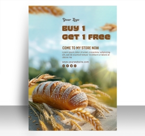 面包店新品谷物面包海报源文件